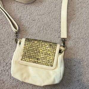 Ecote Cream Crossbody Bag with Gold Accents